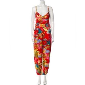 FARM Rio Red and Green Tropical Jumpsuit